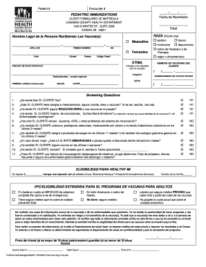 Formulario de Inmunizaciones Pediátricas