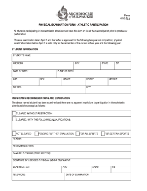 Physical Examination Form - Athletic Participation
