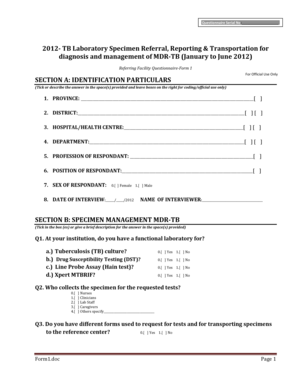 TB Laboratory Specimen Referral Form