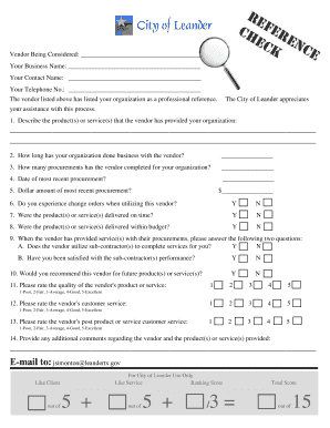 Vendor Reference Form