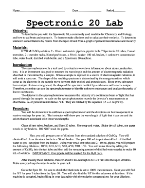 Spectronic 20 Lab Report