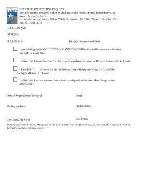 Deferred Disposition Request