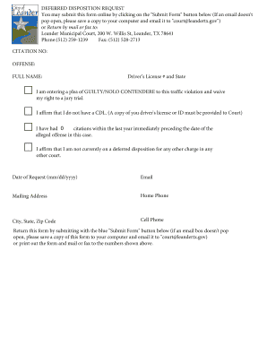 Deferred Disposition Request Form