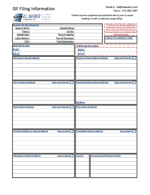 ISF Filing Information Form