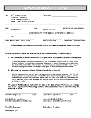 Notice of Reconciliation
