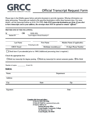 Official Transcript Request Form