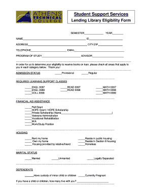 Lending Library Eligibility Form