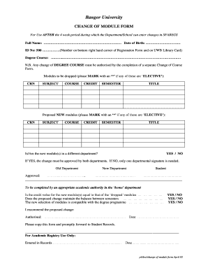 Change of Module Form