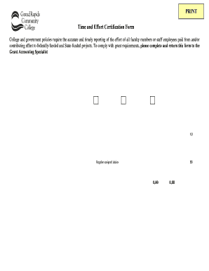 Time and Effort Certification Form