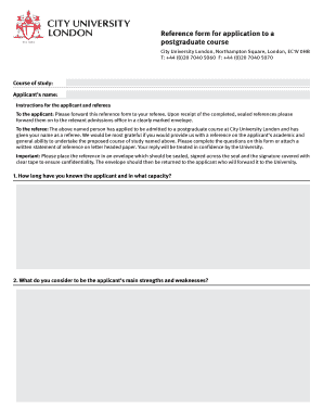 Postgraduate Course Reference Form