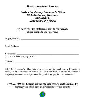 Ohio Property Tax Email Request Form