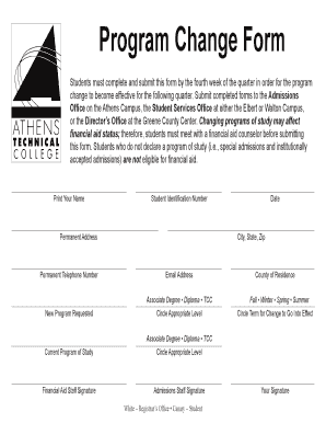 Program Change Form