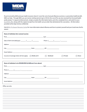 MDA Flu Vaccine Reimbursement Form