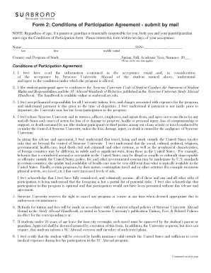 Syracuse University Abroad Conditions of Participation Agreement