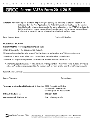 Parent FAFSA Refusal Form