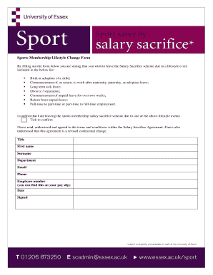 Sports Membership Lifestyle Change Form