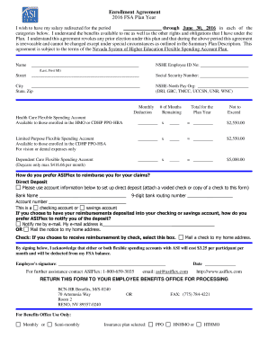 2016 FSA Enrollment Agreement