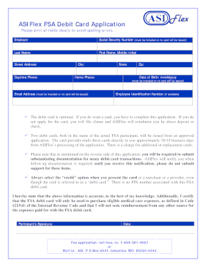 FSA Debit Card Application