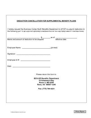 Supplemental Benefit Deduction Cancellation Form