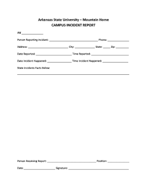 Arkansas State University Mountain Home CAMPUS INCIDENT REPORT