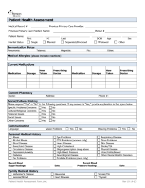 Patient Health Assessment Form