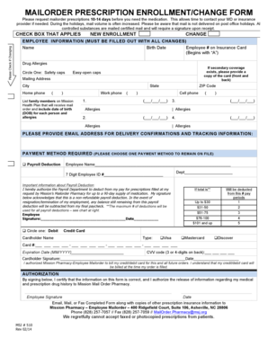 Mailorder Prescription Enrollment Form