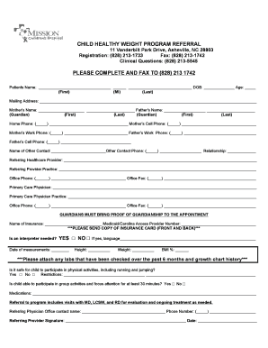 Child Healthy Weight Program Referral Form