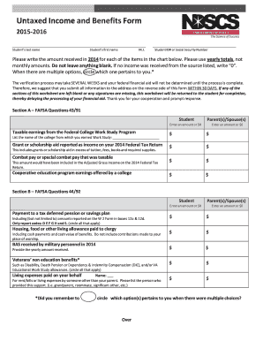 Untaxed Income and Benefits Form