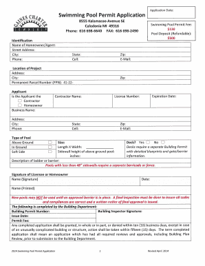 Michigan Swimming Pool Permit Application