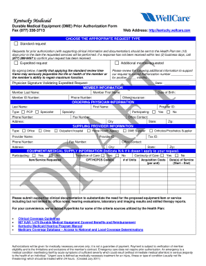 Kentucky Medicaid Durable Medical Equipment Prior Authorization Form