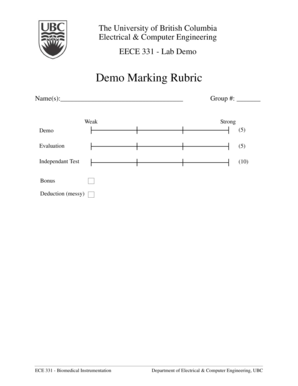 Demo Marking Rubric - University of British Columbia - ece ubc