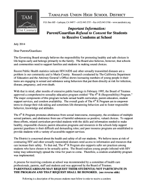 Parent Refusal to Consent for Student Condom Program