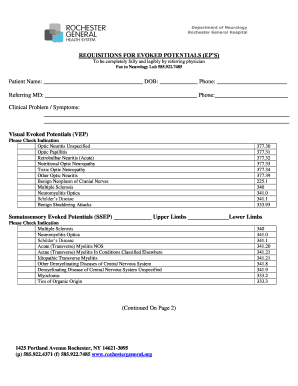 Neurology Evoked Potentials Requisition Form