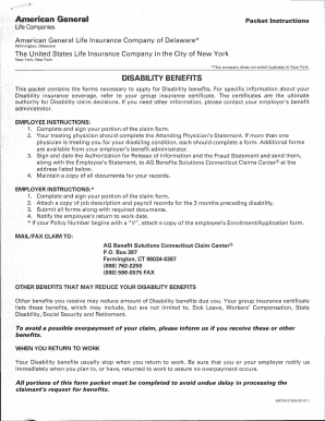 American General Disability Benefits Claim Form