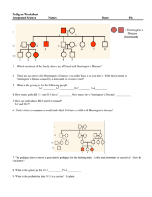 Pedigree Worksheet Integrated Science Name Date Pd