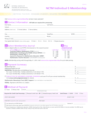 NCTM Individual E-Membership Application