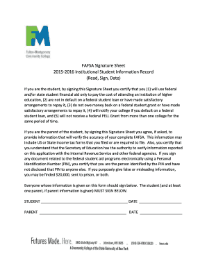 FAFSA Signature Sheet
