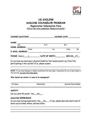 US Sailing Counselor Program Registration Form