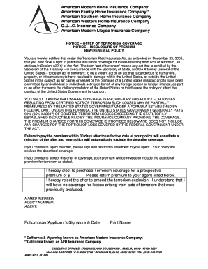 Terrorism Coverage Notice