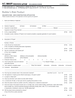 Builder's Risk New Construction Application