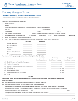 Property Managers Product Warranty Application