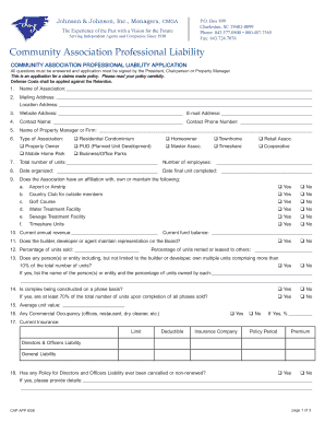 Community Association Professional Liability Application