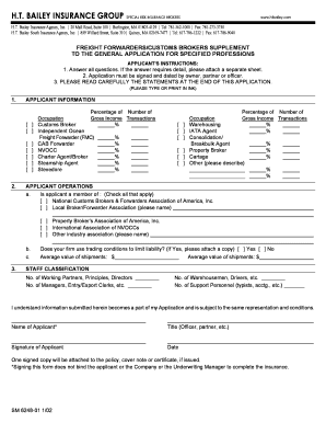 Freight Forwarders/Customs Brokers Application