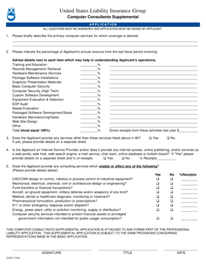 Computer Consultants Professional Liability Application