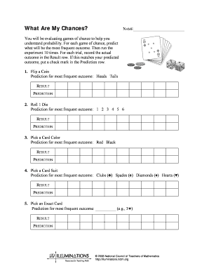 Probability Experiment Worksheet