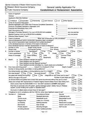 Western World Insurance General Liability Application