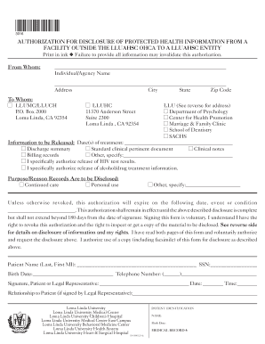 Authorization for Disclosure of Protected Health Information