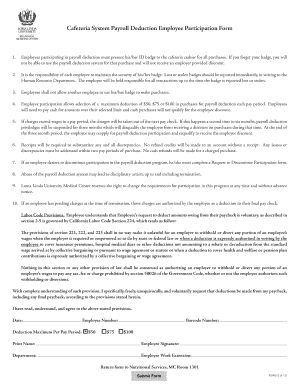 Cafeteria Payroll Deduction Participation Form