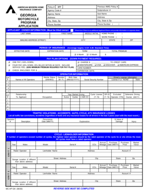 Motorcycle Insurance Application Form