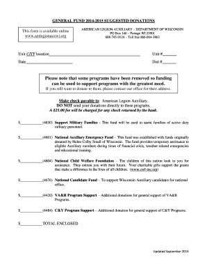 American Legion Auxiliary Donation Form